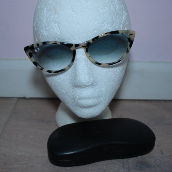 Ray-Ban Ivory Tortoise Blue Lens Acetate Cat-Eye Sunglasses RB3414 Nina main image 4